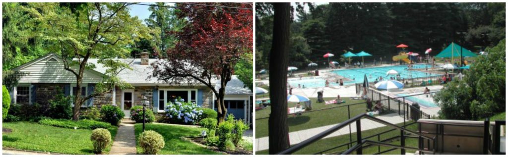 Typical Belmont Hills house, Lower Merion community pool
